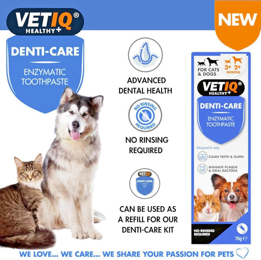 VETIQ | Denti-Care | Enzymatic Toothpaste for Dogs & Cats | Plque Remover | 70g