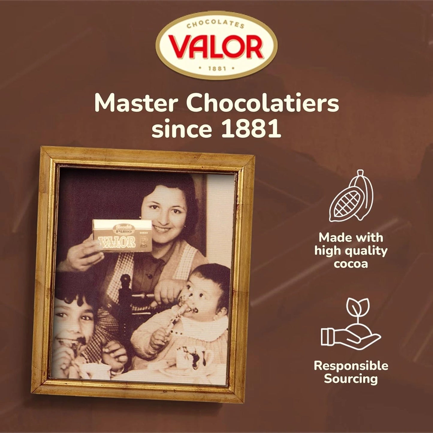 Valor Sugar Free Dark Chocolate Bar - Diabetic with 100g
