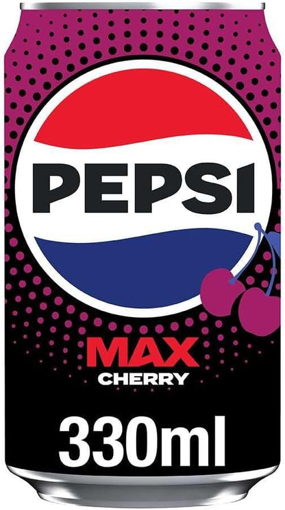 Pepsi Max Cherry No Sugar Cola Cans 24 x 330ml