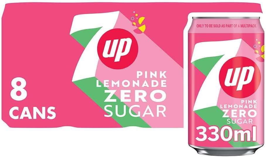 7UP Zero Pink Lemonade 330ml Can (Pack of 8)
