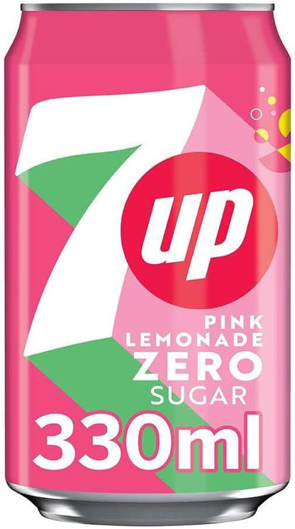 7UP Zero Pink Lemonade 330ml Can (Pack of 8)