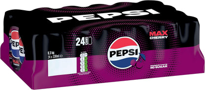 Pepsi Max Cherry No Sugar Cola Cans 24 x 330ml