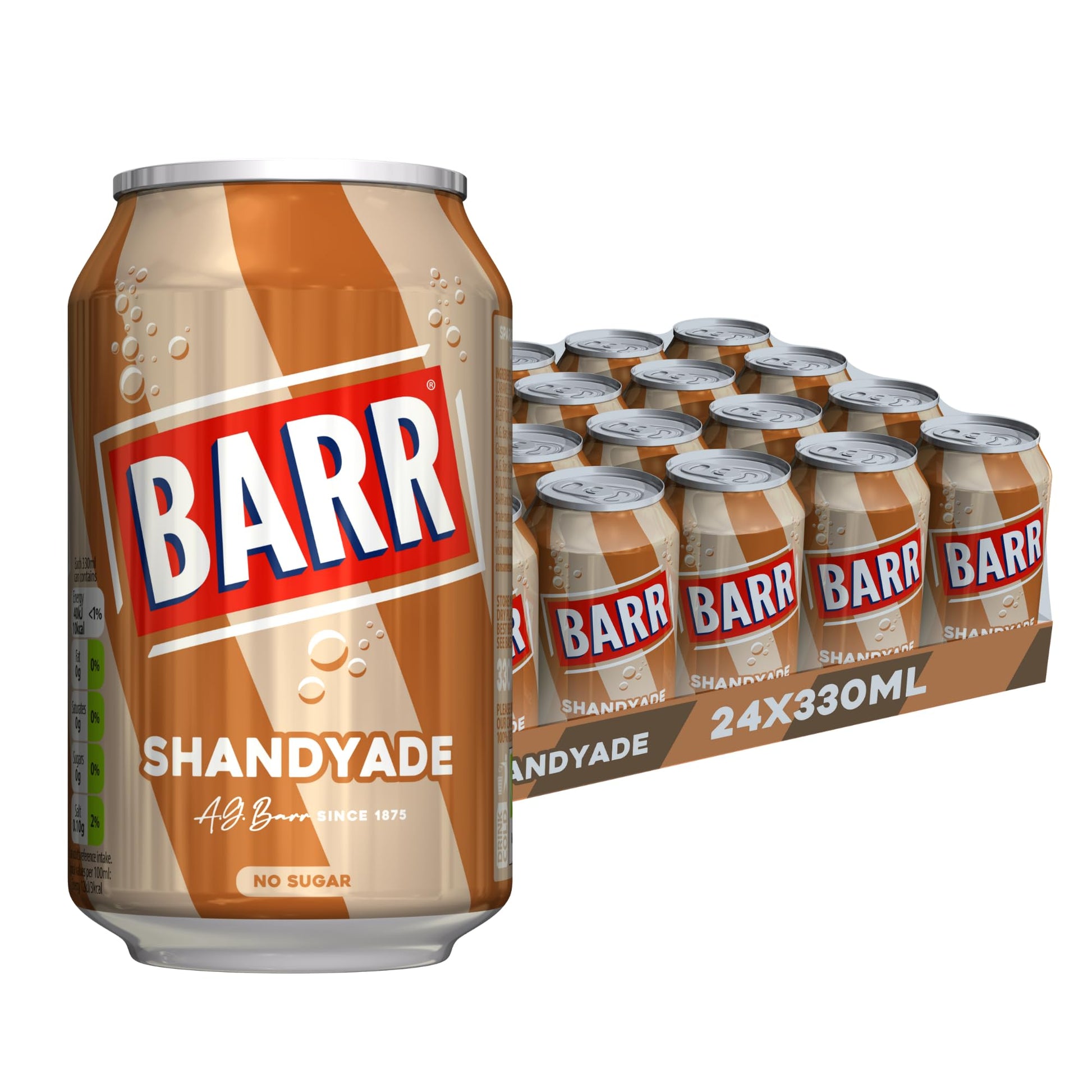 BARR 24 Pack American Cream Soda, Zero No Sugar Sparkling Soft Drink with a Creamy Taste of American Cream Soda Fizzy Pop, 24 x 330ml Cans