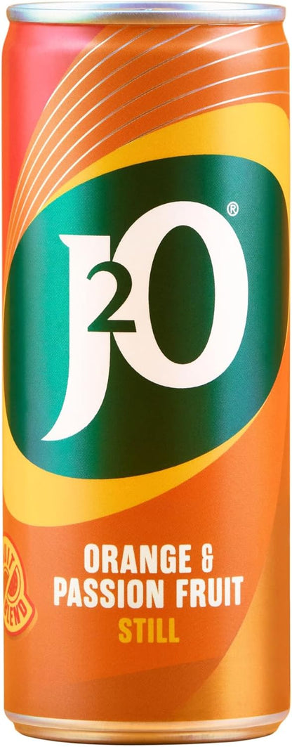 J2O Fruit Juice, Orange and Passion Fruit, 250ml Cans (Pack of 12)