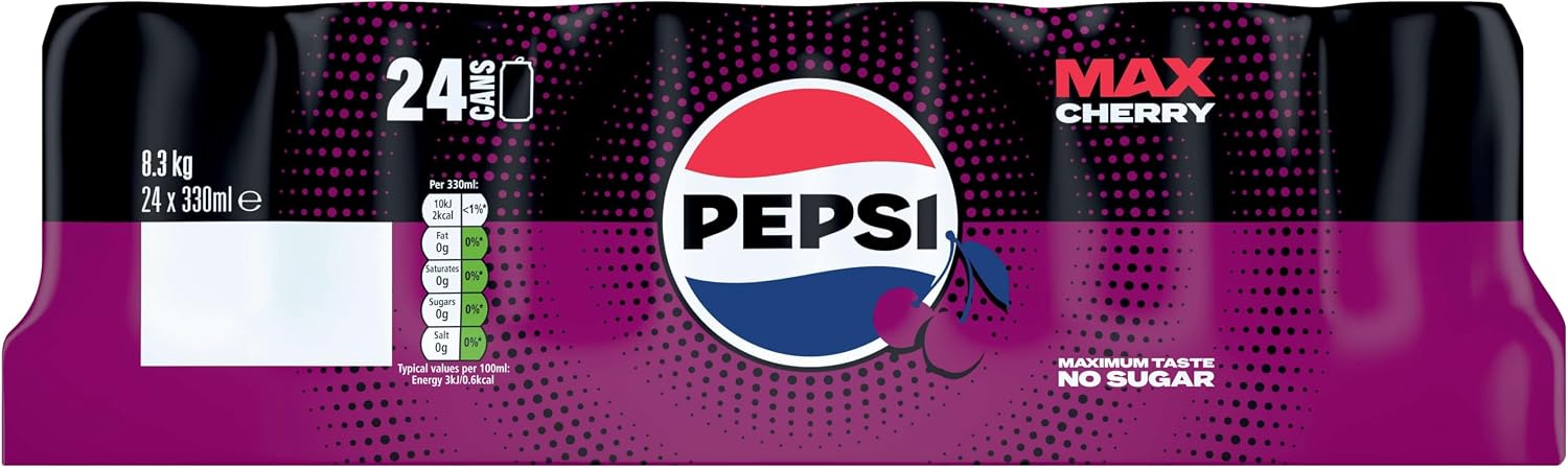 Pepsi Max Cherry No Sugar Cola Cans 24 x 330ml