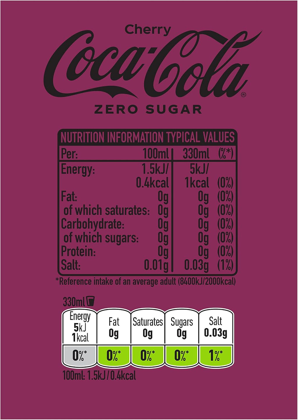 Coca-Cola Zero Sugar Soft Drink Cans, 24 x 330 mL