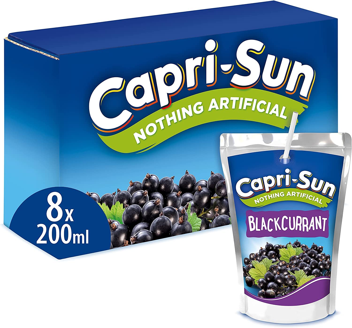 Capri-Sun Orange Kids' Juice Drink (8 x 200ml) Made with Real Fruit Juice - No Artificial Ingredients - Vegan, Gluten Free,packaging may vary