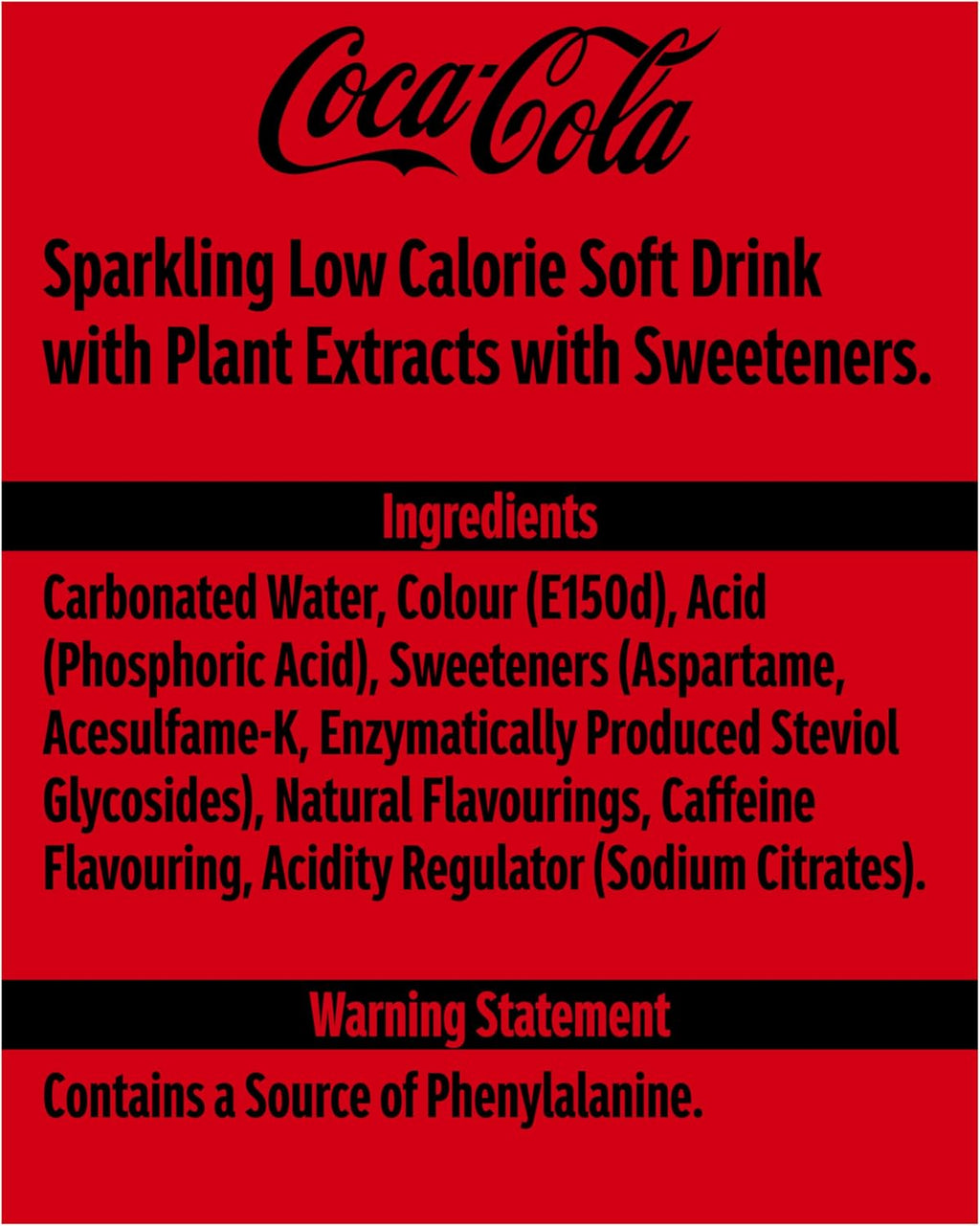 Coca-Cola Zero Sugar Soft Drink Cans, 24 x 330 mL