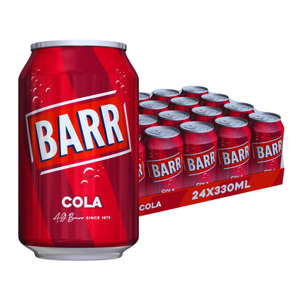 BARR 24 Pack American Cream Soda, Zero No Sugar Sparkling Soft Drink with a Creamy Taste of American Cream Soda Fizzy Pop, 24 x 330ml Cans
