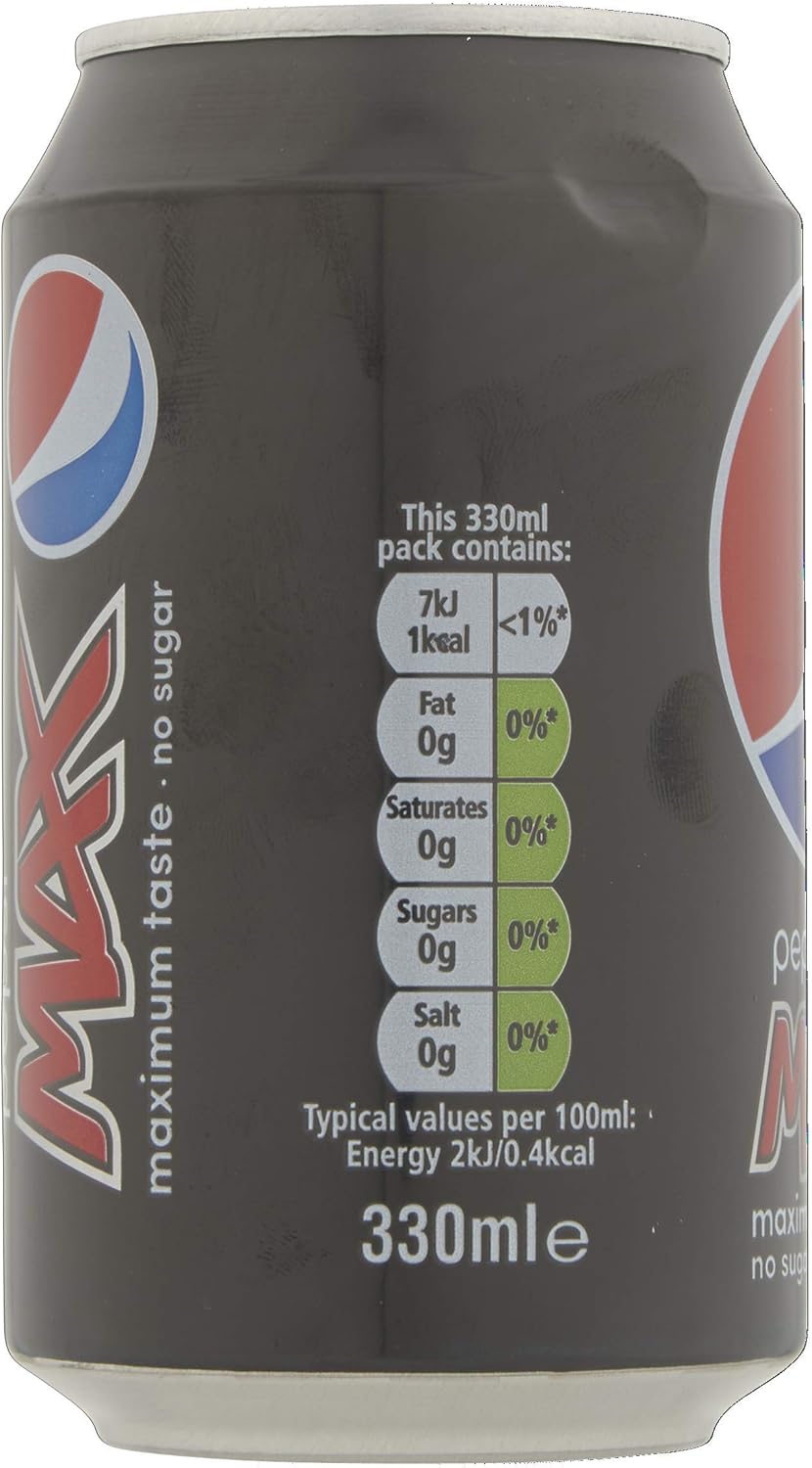 Pepsi Max No Sugar Cola Cans 24 x 330ml