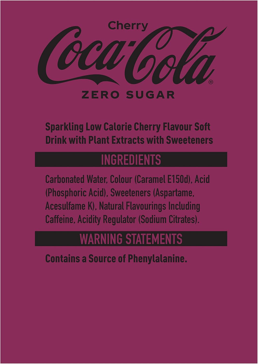 Coca-Cola Zero Sugar Soft Drink Cans, 24 x 330 mL