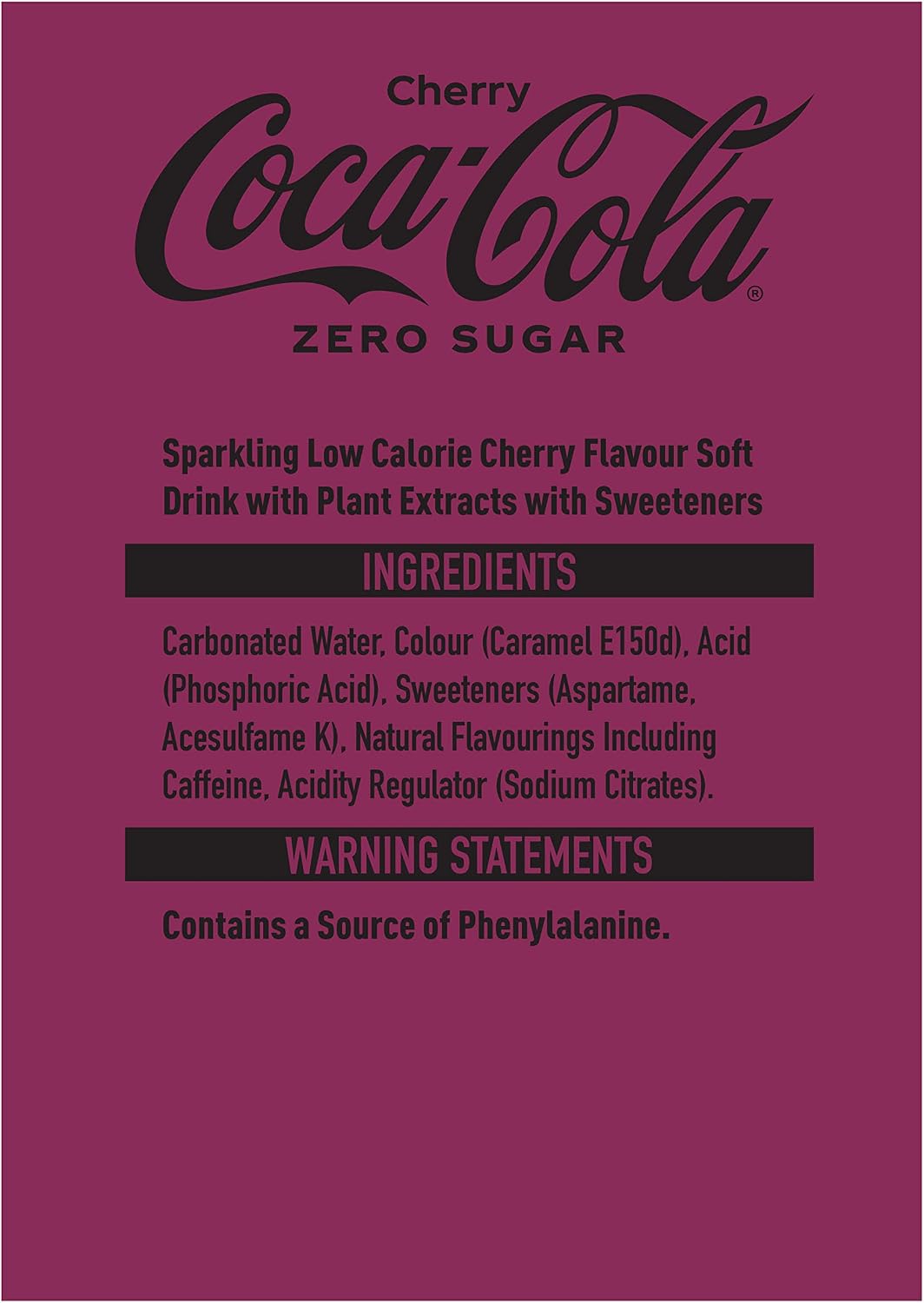 Coca-Cola Zero Sugar Soft Drink Cans, 24 x 330 mL
