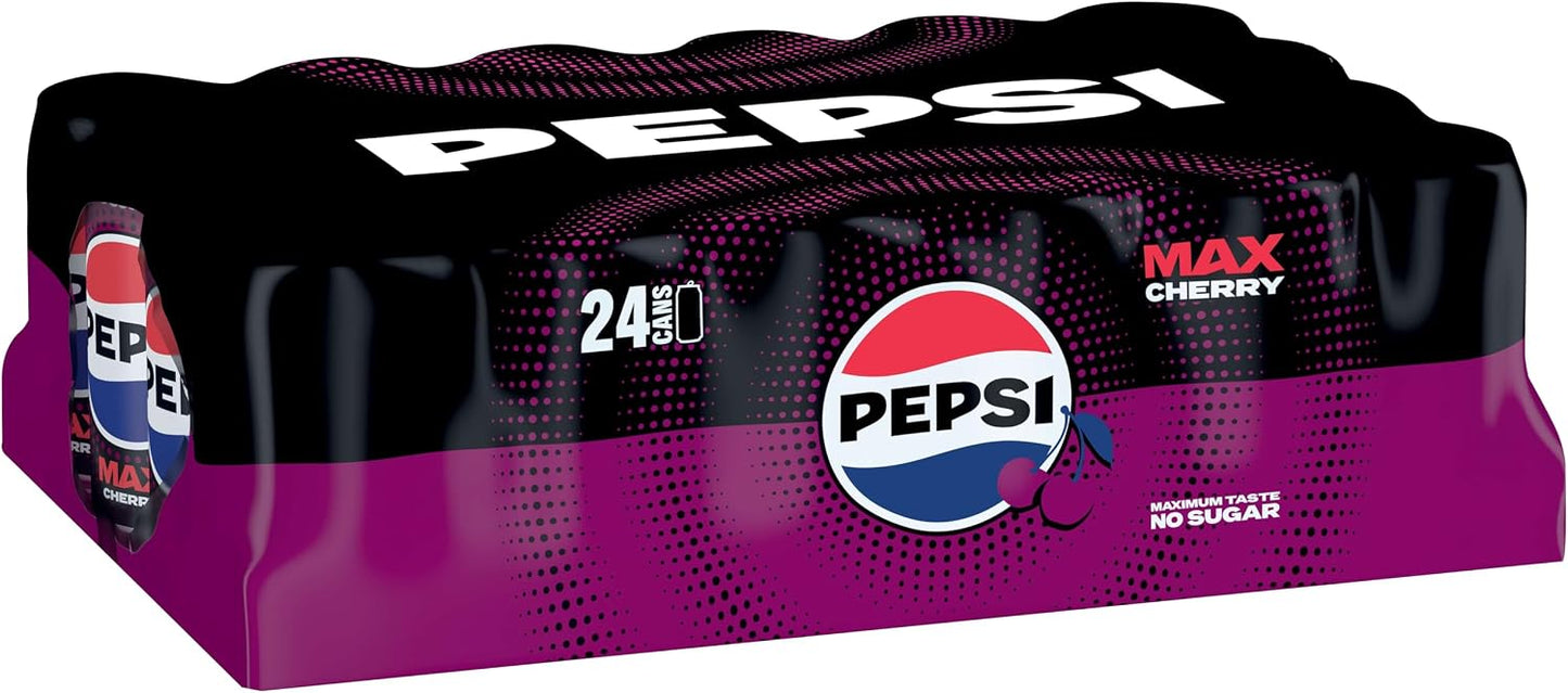 Pepsi Max Cherry No Sugar Cola Cans 24 x 330ml