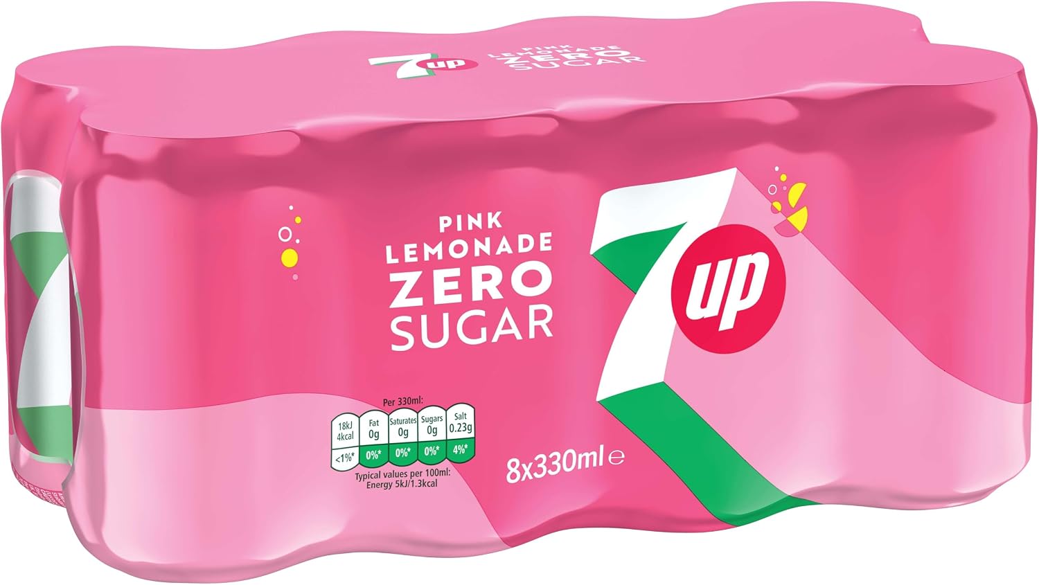 7UP Zero Pink Lemonade 330ml Can (Pack of 8)