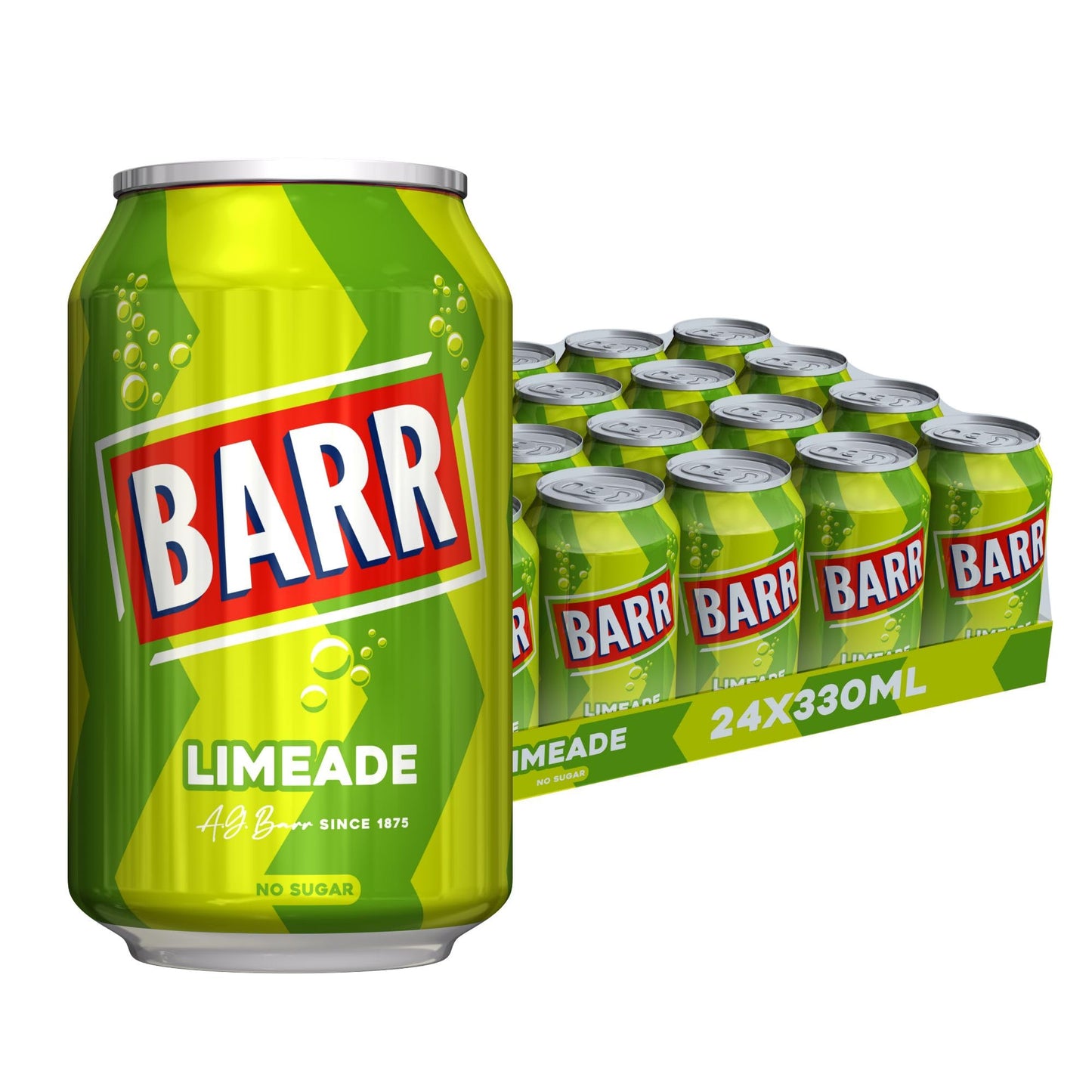 BARR 24 Pack American Cream Soda, Zero No Sugar Sparkling Soft Drink with a Creamy Taste of American Cream Soda Fizzy Pop, 24 x 330ml Cans
