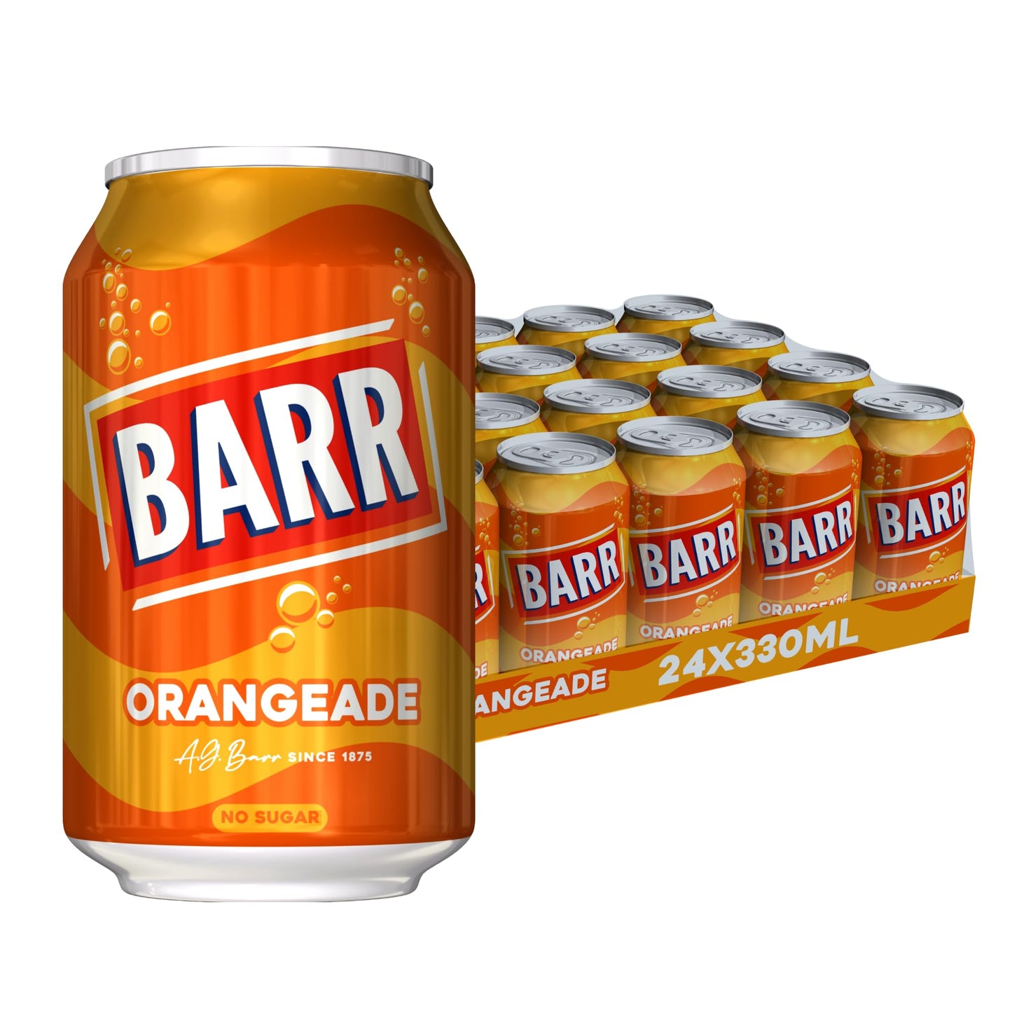 BARR 24 Pack American Cream Soda, Zero No Sugar Sparkling Soft Drink with a Creamy Taste of American Cream Soda Fizzy Pop, 24 x 330ml Cans