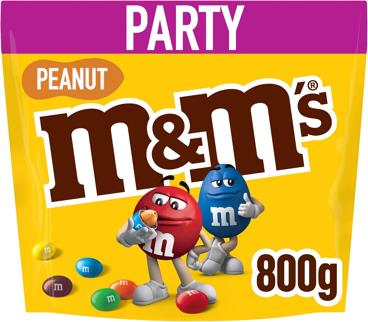 M&M’s Peanut & Milk Chocolate Bulk Sharing Bag 800g – Bulk Chocolate Sweets with Roasted Peanuts, Crispy Shell Candy, Chocolate Party Bag, Chocolate Gift, Snacks & Sharing Chocolate Treats