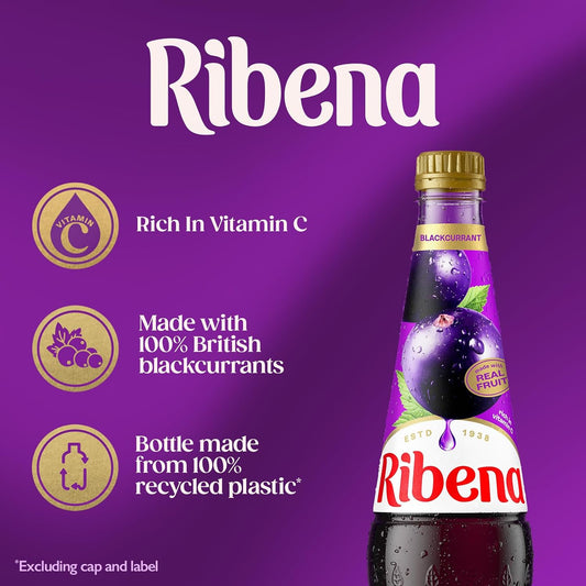 Ribena Blackcurrant Squash 1.5L – Real British Blackcurrants | Rich in Vitamin C | No Artificial Colours or Flavours | 100% Recycled Plastic Bottle