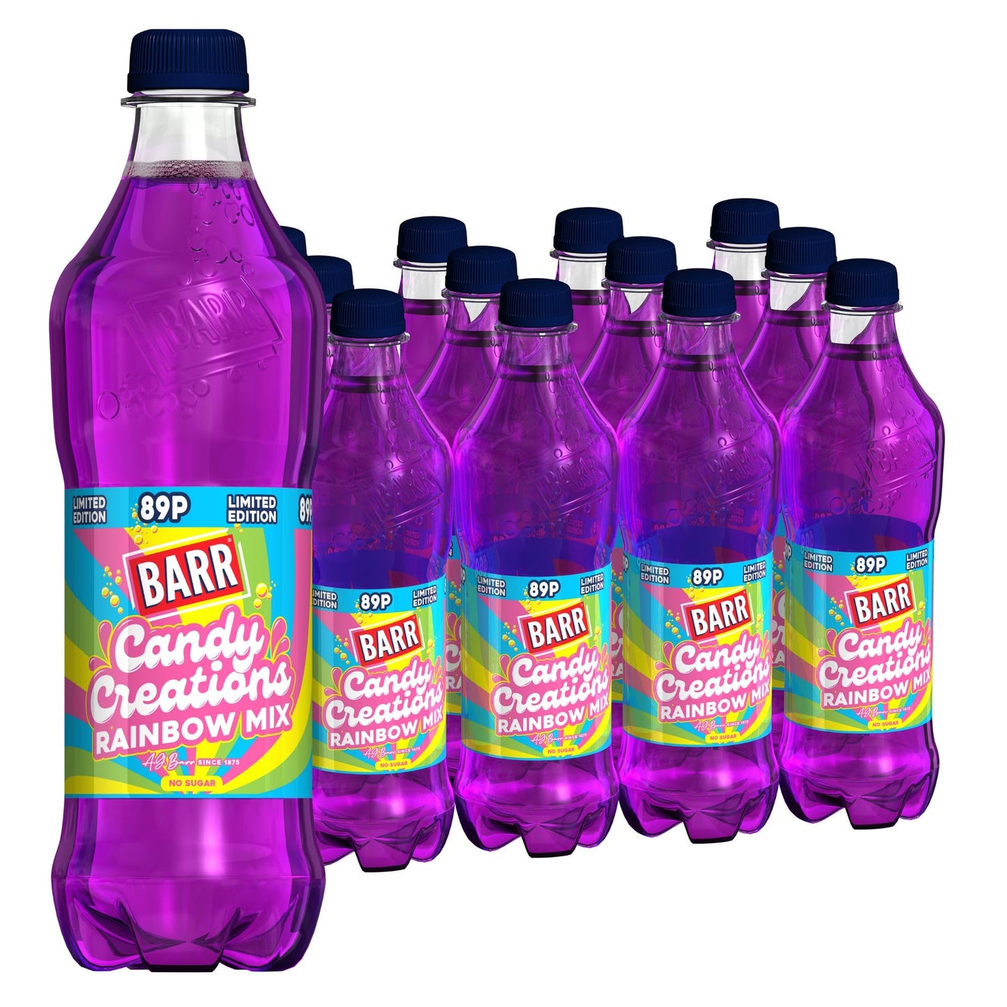 BARR 24 Pack American Cream Soda, Zero No Sugar Sparkling Soft Drink with a Creamy Taste of American Cream Soda Fizzy Pop, 24 x 330ml Cans