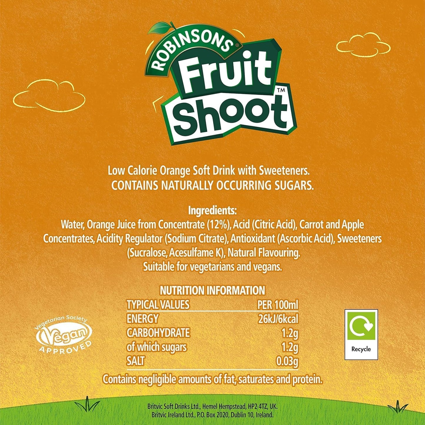 FRUIT SHOOT Orange 24 x 200ml bottles