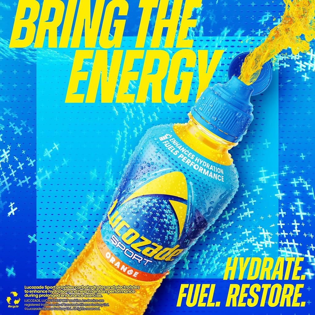 Lucozade Sport Body Fuel - Orange 4x500ml , Isotonic sports drink, with Electrolytes and Vitamin B3 ,Still , Bursting with Flavour
