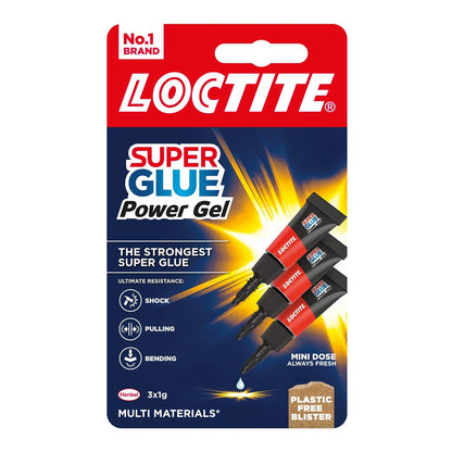 Loctite Mini Trio Super Glue Gel for High-Quality Repair for All Materials, 3x1g