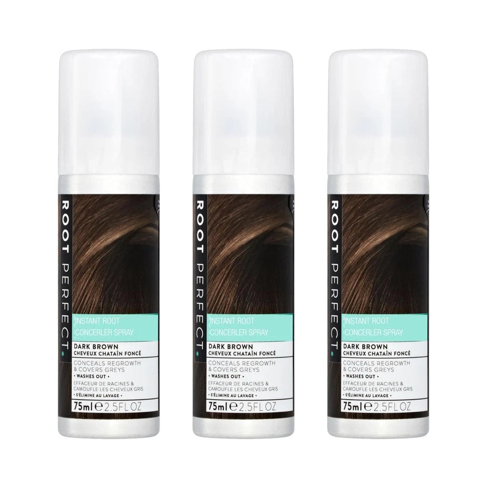 Root Perfect Dark Brown Hair Concealer Spray 75ml - Pack of 3