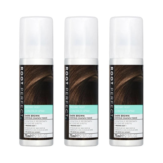 Root Perfect Dark Brown Hair Concealer Spray 75ml - Pack of 3