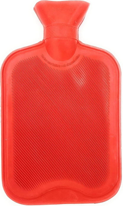 2L Hot Water Bottle Natural Rubber Leakproof Warm Bag Pain Relief Assorted color