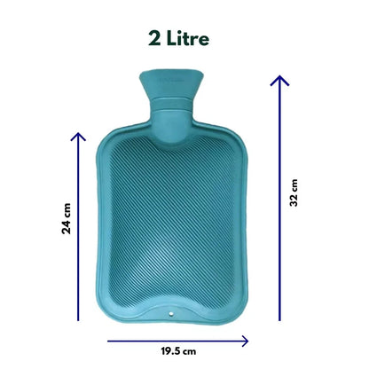 2L Hot Water Bottle Natural Rubber Leakproof Warm Bag Pain Relief Assorted color