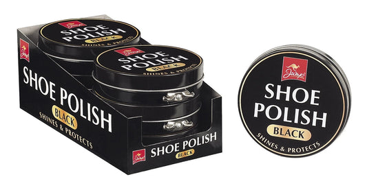 Black Shoe Polish Large 80g Boots Metal Tins Shine Protect Standard Jump Tin