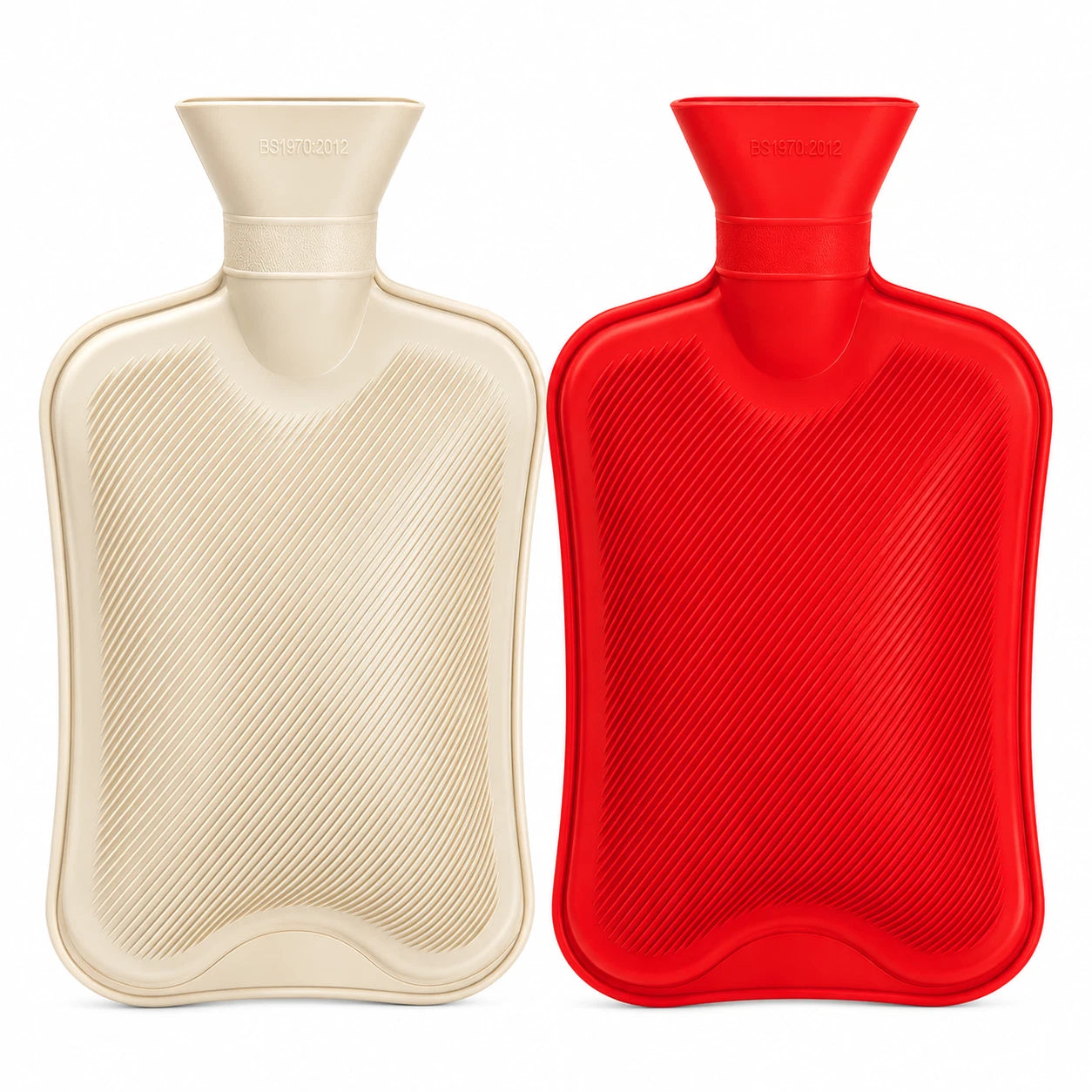 2L LARGE NATURAL RUBBER RIBBED HOT WATER BOTTLE BED WARMER WINTER WARM COLD