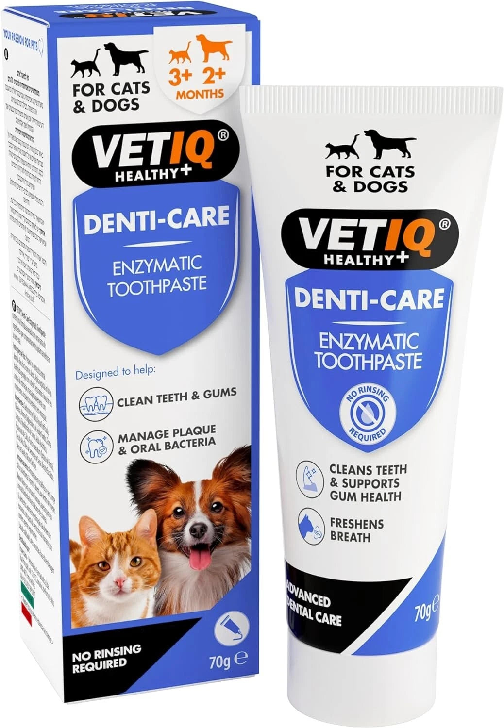 VETIQ | Denti-Care | Enzymatic Toothpaste for Dogs &amp; Cats | Plque Remover | 70g