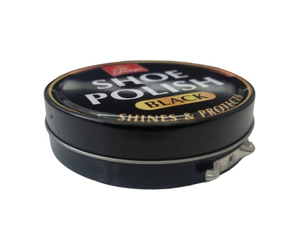 Black Shoe Polish Large 80g Boots Metal Tins Shine Protect Standard Jump Tin