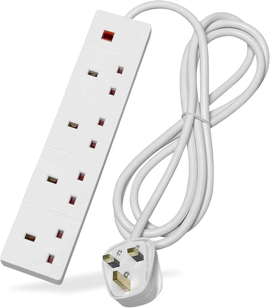 STATUS 4 Way Socket Extension Lead, 1M Cable Multi-Plug Power Strip for Home &amp; O