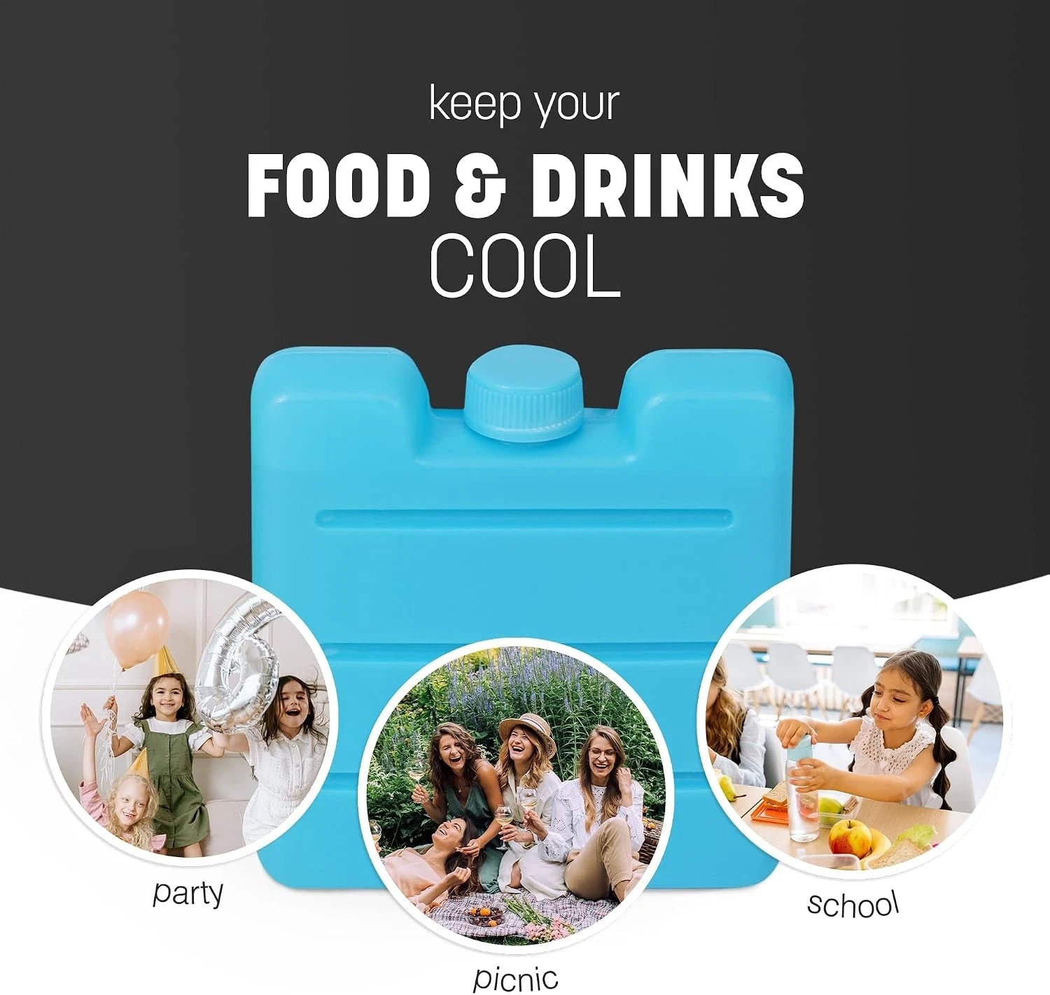 KEPLIN Freezer Ice Blocks (6 Pack) – Reusable Ice Packs for Cooler Bags, Lunch B