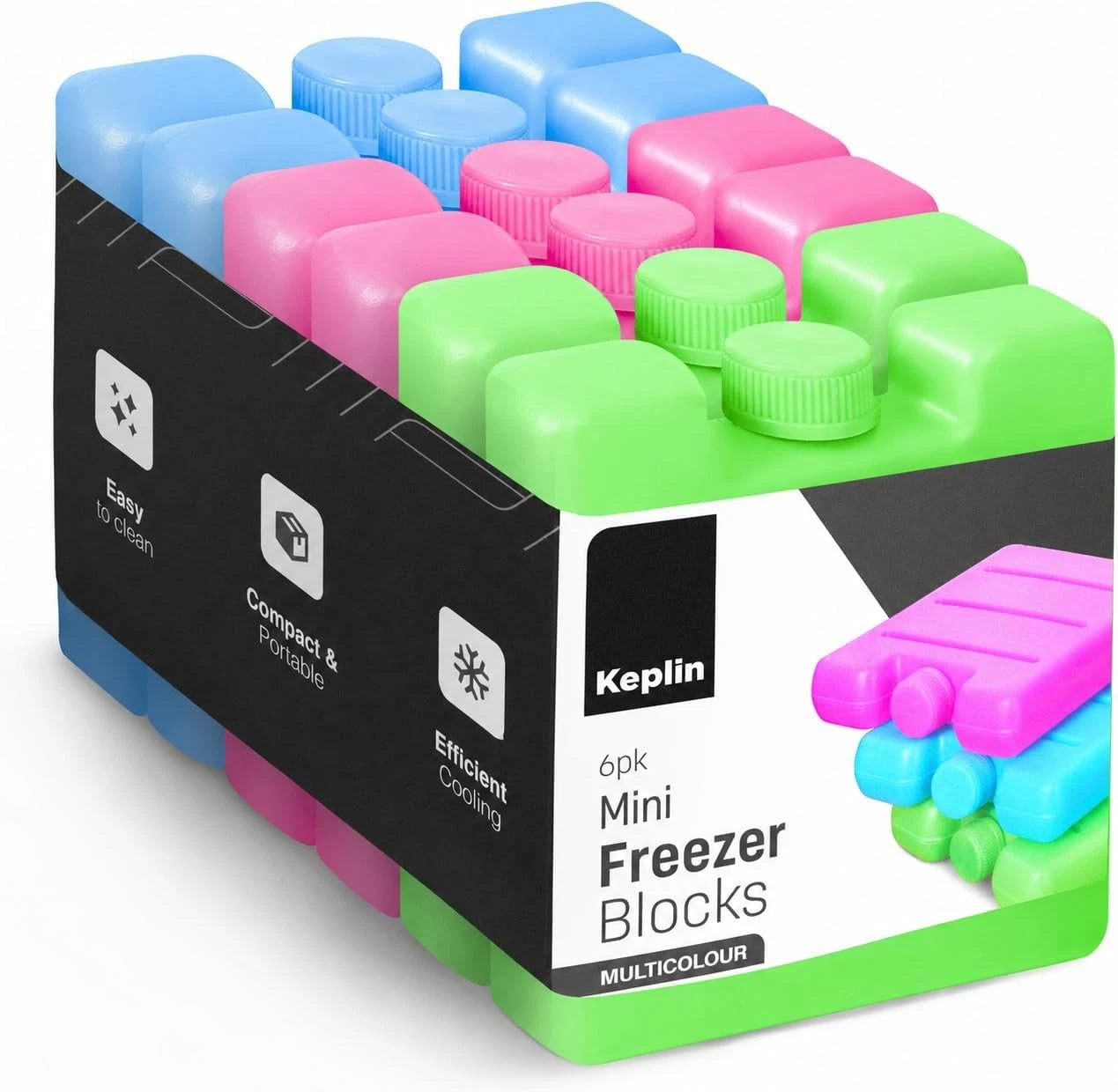 KEPLIN Freezer Ice Blocks (6 Pack) – Reusable Ice Packs for Cooler Bags, Lunch B