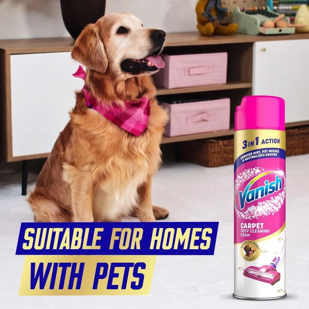 Vanish Gold Carpet Cleaner Foam Stain Remover 600ml Eliminates Dirt Pet Messes