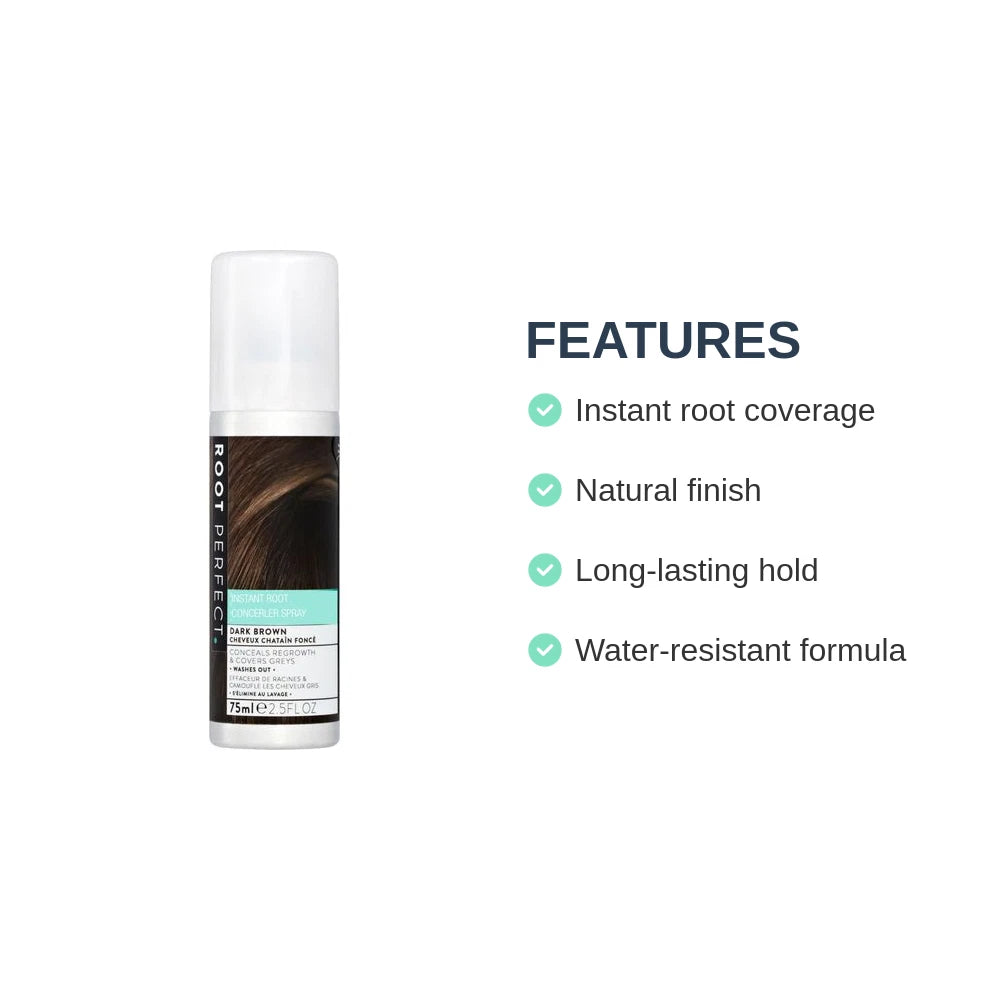 Root Perfect Dark Brown Hair Concealer Spray 75ml - Pack of 3