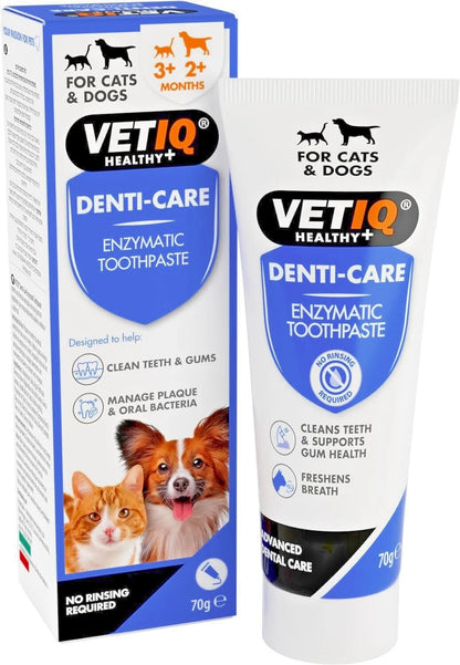 VETIQ | Denti-Care | Enzymatic Toothpaste for Dogs &amp; Cats | Plque Remover | 70g
