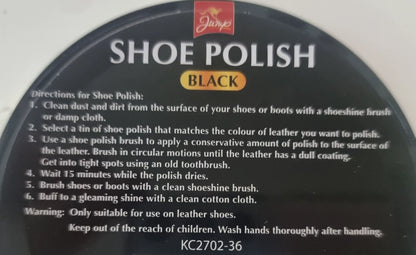 Black Shoe Polish Large 80g Boots Metal Tins Shine Protect Standard Jump Tin